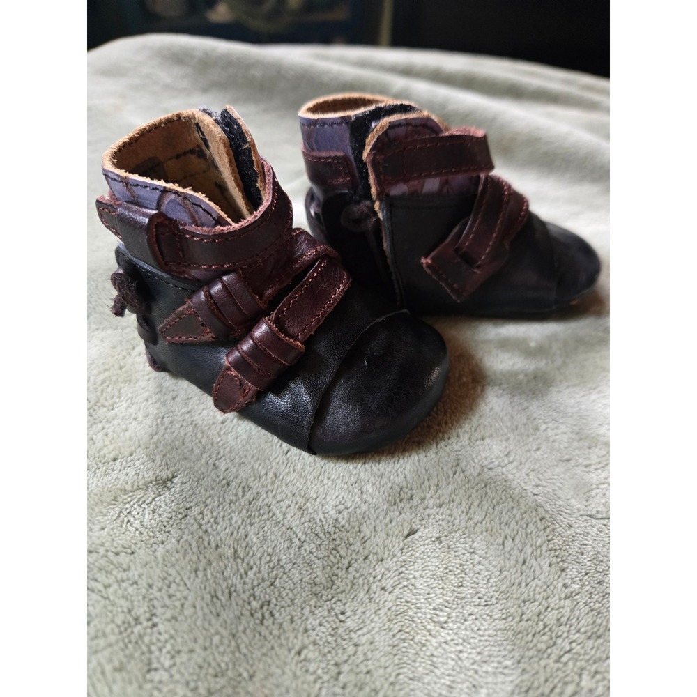 Freebird by Steven Baby Leather Multi-Strap Boots Black Burgundy